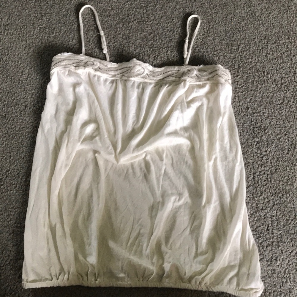 White embellished tank top